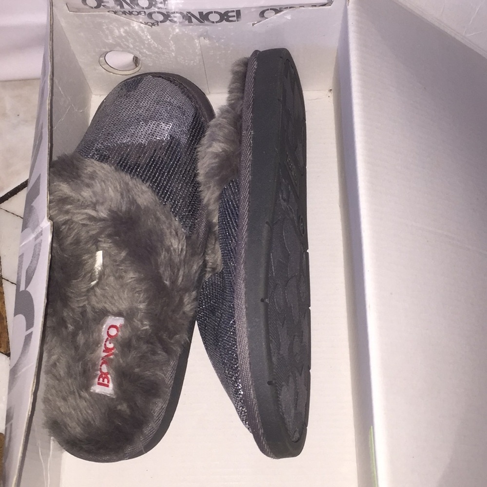 Comfy gray and silver bling slippers